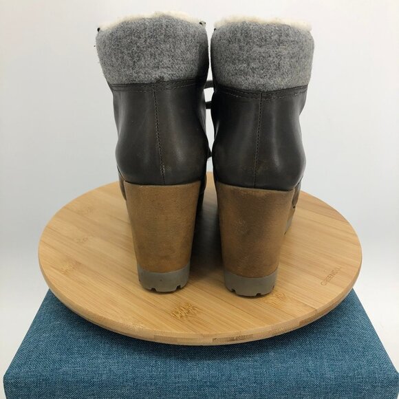 Cole  Haan Henson Winter Waterproof Leather Charcoal wedge booties size 11B - Picture 6 of 16